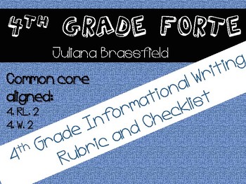 Preview of 4th Grade SAGE Informational Writing Rubric and Student Checklist