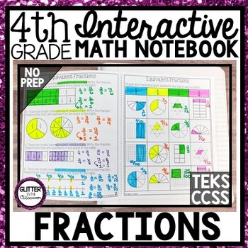 Preview of 4th Grade Interactive Math Notebook - Fractions - Math Journal - TEKS - CCSS