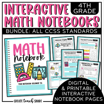 Preview of Math Interactive Notebook 4th Grade BUNDLE | Digital and Printable