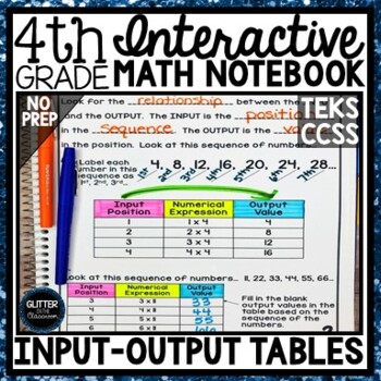 Preview of 4th Grade Interactive Math Notebook - Input Output Tables - TEK 4.5B