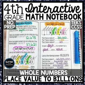 Preview of 4th Grade Interactive Math Notebook - Place Value - Whole Numbers - Activities