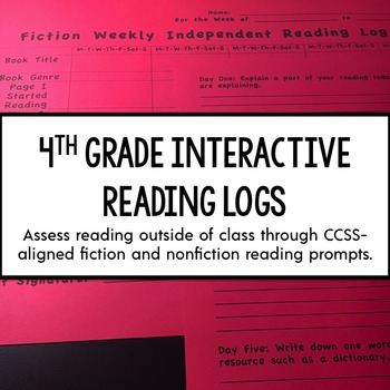 Preview of 4th Grade Interactive Reading Log {Common Core Aligned}