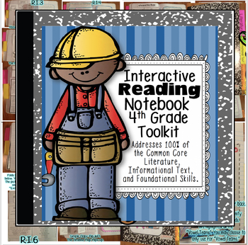 Preview of 4th Grade Interactive Reading Toolkit Notebook Common Core 100% Aligned