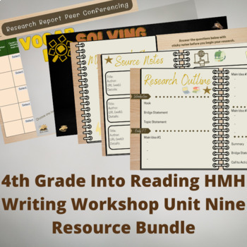 Preview of 4th Grade Into Reading HMH Writing Workshop Unit 9 Research Report Bundle
