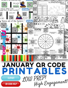 Preview of 4th Grade January Winter QR Code Printables - Low Prep!