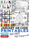 4th Grade January Winter QR Code Printables - Low Prep!