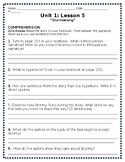 4th Grade Journey's Comprehension Review Sheet (Unit 1, Lesson 5)