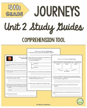 Preview of 4th Grade Journeys, Unit 2 Study Guide Comprehension Questions