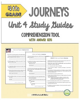 Preview of 4th Grade Journeys, Unit 4 Study Guide Comprehension Questions