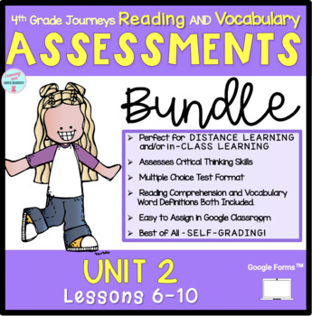Preview of Reading Assessments Packet BUNDLE (UNIT 2 Lessons 6-10) 4th Grade Journeys 