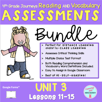 Preview of Reading Assessments Packet BUNDLE (UNIT 3 Lessons 11-15) 4th Grade Journeys