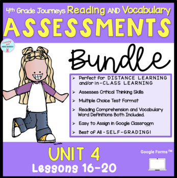 Preview of BUNDLE Reading Assessments (UNIT 4 Lessons 16-20) 4th Grade Journeys 
