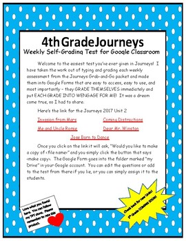 Preview of 4th Grade Journeys Google Assessments -- UNIT 2 BUNDLE --