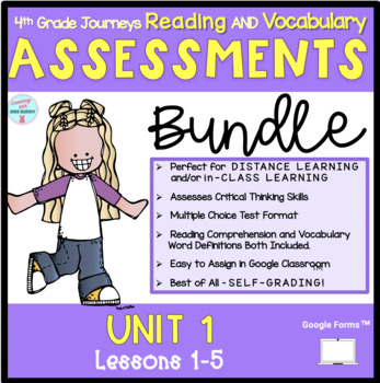 Preview of Reading Assessments Packet BUNDLE (UNIT 1 Lessons 1-5) 4th Grade Journeys 