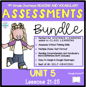 Preview of  BUNDLE Reading Assessments Packet UNIT 5 Lessons 21-25 4th Grade Journeys 