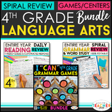 4th Grade Language Arts BUNDLE | Spiral Review, Games & Qu