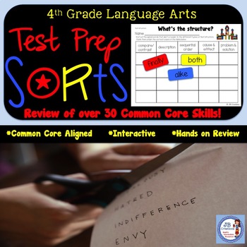 Preview of 4th Grade Language Arts Test Prep Sorting Skill Boards (Common Core Aligned)