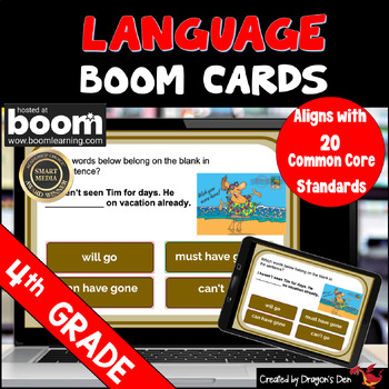 Preview of 4th Grade Language (Grammar) Digital Boom Cards
