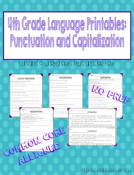 Preview of 4th Grade Language Printables: Capitalization and Punctuation