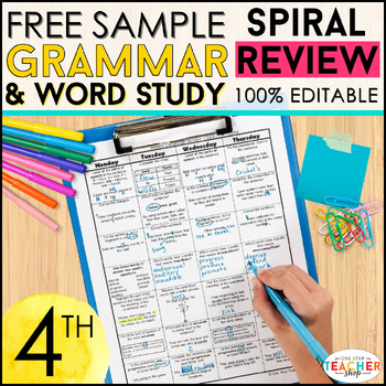 Preview of 4th Grade Language Spiral Review | Grammar Homework |  FREE