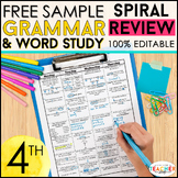 4th Grade Language Spiral Review | Grammar Homework |  FREE