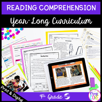 Preview of 4th Grade Lexile Leveled Reading Comprehension Curriculum - Full Year Bundle