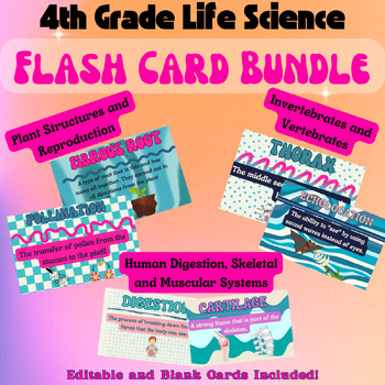 Preview of 4th Grade Life Science Vocabulary Flash Cards BUNDLE