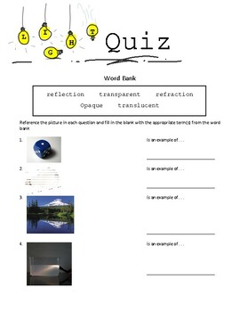 Preview of 4th Grade - Light Introduction Lesson Plan with Resources