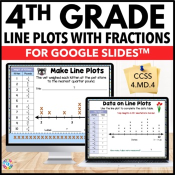 Preview of Line Plots with Fractions Worksheets Activity 4th Grade Interpret Data & Graphs