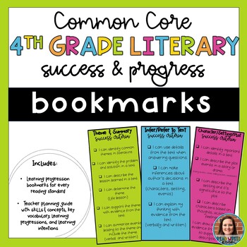 Preview of 4th Grade Literary Learning Progression Bookmarks