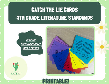 Preview of 4th Grade Literature RL.01-RL.06 Catch the Lie Cards for Engagement and Review