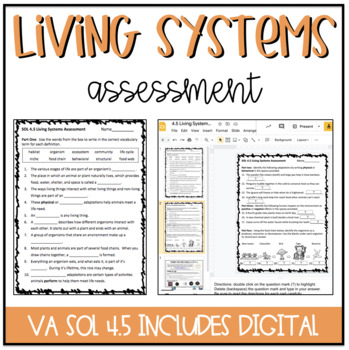 Preview of Living Systems Assessment (Now includes GOOGLE version!}