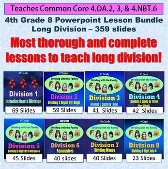 Preview of 4th Grade Long Division Bundle - 8 Powerpoint Lessons - 359 Slides