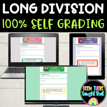Preview of 4th Grade Long Division SELF GRADING Quizzes