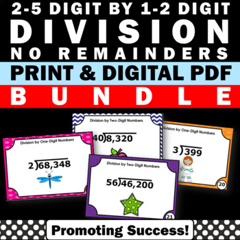 Long Division Without Remainders Task Cards Bundle Tpt Digital Activities Print