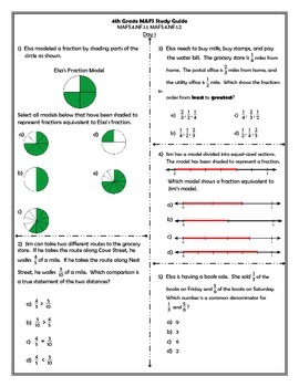 4th Grade MAFS Study Guide- Fraction Equivalence and Ordering | TpT