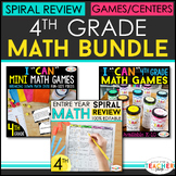 4th Grade MATH BUNDLE | Games, Spiral Review, & Weekly Qui
