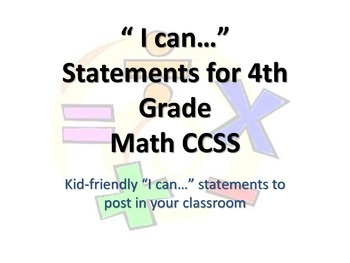 Preview of 4th Grade MATH CCSS "I Can" Statements {Editable PowerPoint Included}