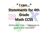 4th Grade MATH CCSS "I Can" Statements {Editable PowerPoin