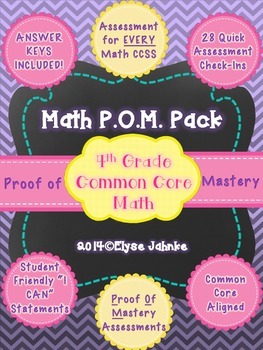 Preview of 4th Grade MATH ASSESSMENT Common Core P.O.M. (Proof Of Mastery) Pack