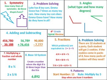 Preview of 4th Grade MATH Common Core Spiral Review 5