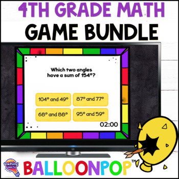 Preview of 4th Grade MATH Digital Review Games Year-Long BUNDLE BalloonPop™