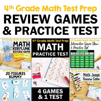 Preview of 4th Grade MATH Test Prep Bundle: 4 Games & 1 Practice Test  FAST Test Review