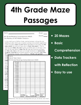 Preview of 4th Grade MAZE Reading Passage Practice for mClass/Dibels test