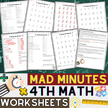 Preview of 4th Grade Mad Minute Math | Multiplication, Division, Fractions, Word problems..