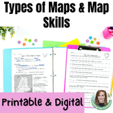 Geography Types of Maps and Map Skills Worksheets, Activit