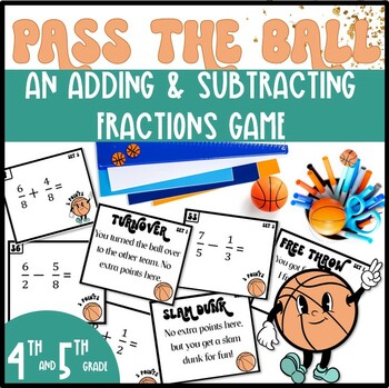 Preview of March Madness Adding and Subtracting Fractions Basketball Review Game