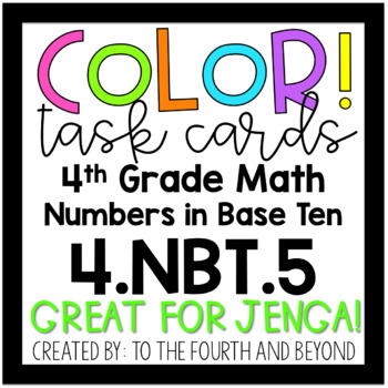 Preview of 4th Grade Math 4.NBT.5 COLOR! Multi-Digit Multiplication Jenga Task Cards