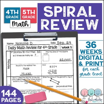 Preview of 4th Grade Math & 5th Grade Math Spiral Review Daily Math Morning Work Bundle