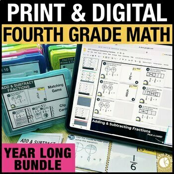 Preview of 4th Grade Math Centers Printable & Digital Math Activities for Distance Learning